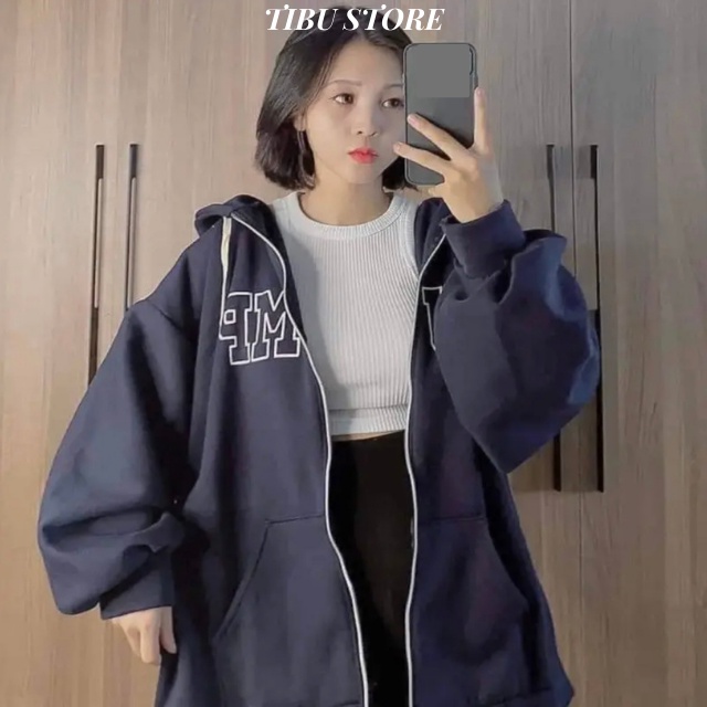 Áo Khoác Hoodie Trơn In Chữ JUMP 2 Màu Đen Xanh Nam Nữ Phong Cách Ulzzang Unisex TIBU