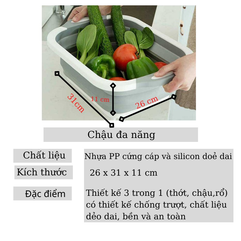 Chậu Đa Năng Chậu Gấp Gọn Tiện Dụng 3 Trong 1 - Minh