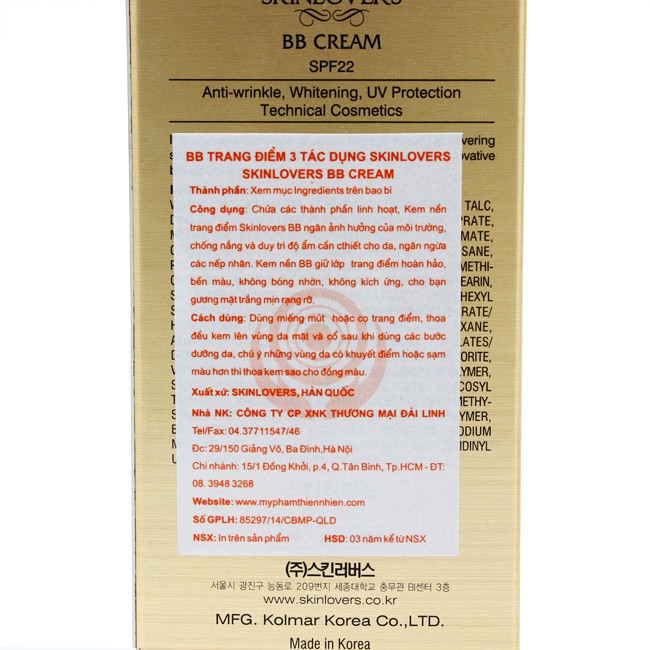 BB cream che khuyết điểm Skinlovers 3 trong 1 40ml