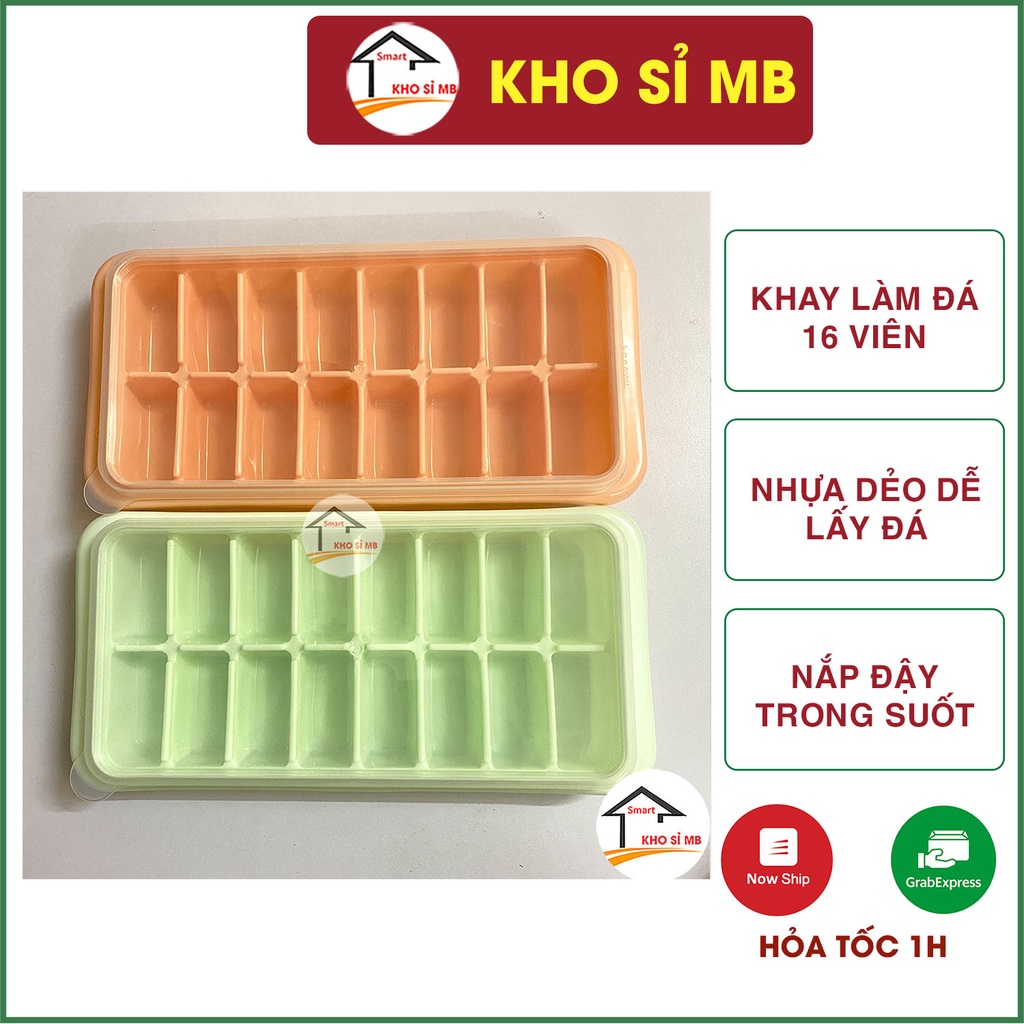 khay làm đá 16 viên việt nhật, có nắp đậy, hộp trữ đông chia đồ ăn dặm cho bé kho sỉ mb