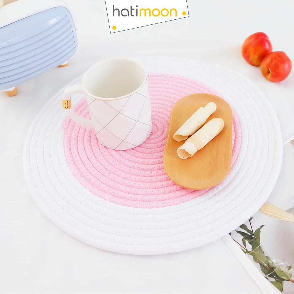 Tấm lót decor, tấm lót ấm trà, đế lót nồi, đĩa 40cm 2 màu - Hatimoon -  miếng lót HTL024