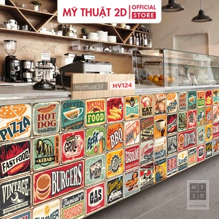 Decal gạch bông_Poster cổ điển trang trí nội thất tiệm quầy quán_HV124