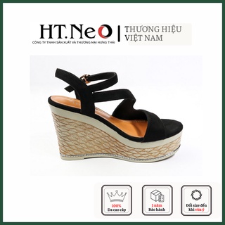 Sandal nữ đế xuồng 9p-Sandal nữ cao cấp  HT.NEO  da bò lộn trẻ chung, thiết kế sang chảnh, đế cao bằng phẳng (SDN66)