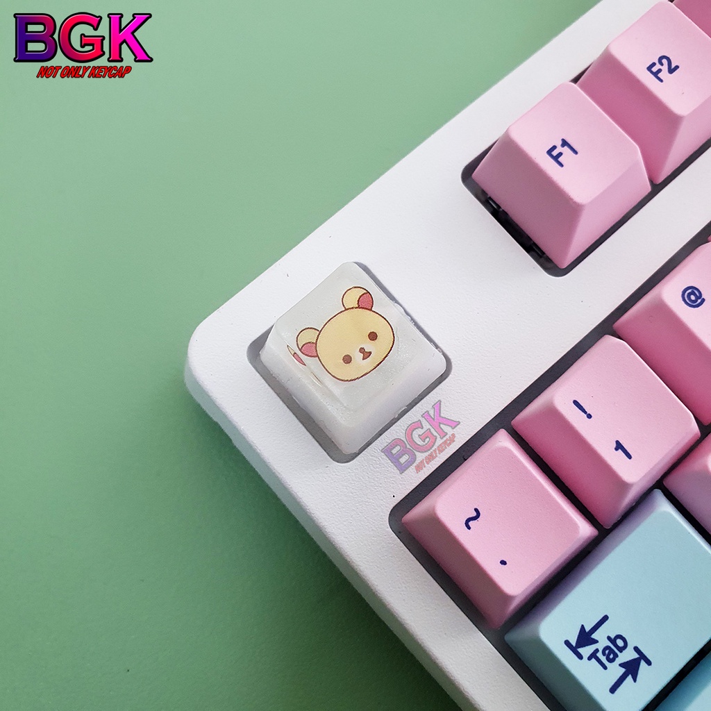 Keycap Lẻ Artisan OEM Profile Chủ Đề Gấu Nâu Cute 1 ( cast resi, keycap resin độc lạ )