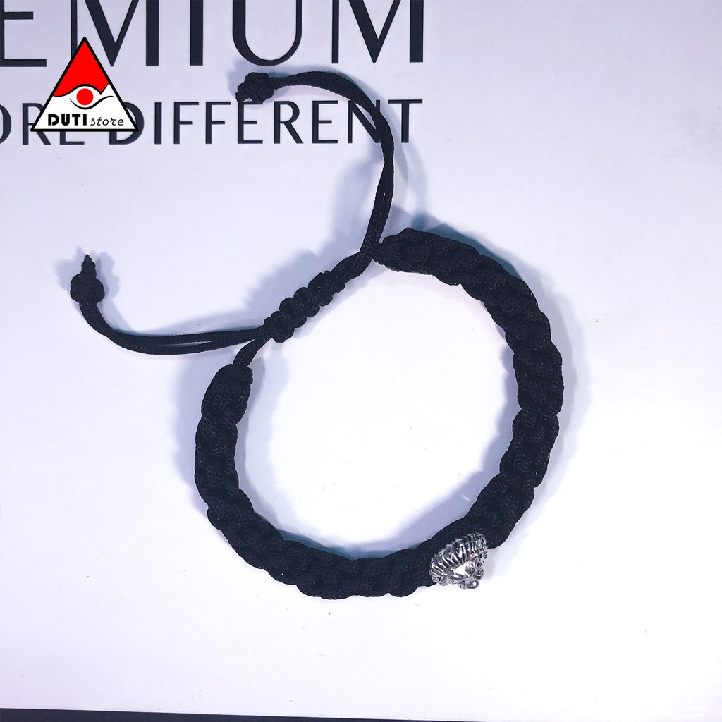 Vòng tay nam đầu sư tử DutiOS VST001 kiểu rút, dây vải mềm mịn chắc chắn