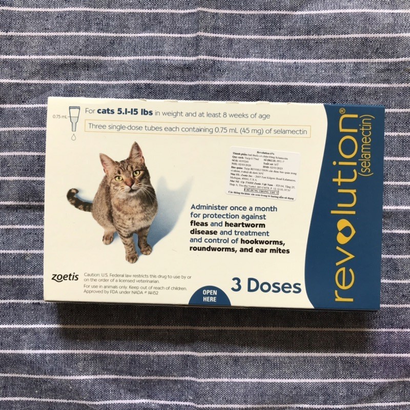 Tuýp nhỏ trị rận tải, ghẻ nội, ngoại ký sinh trùng cho mèo Revolution 6%