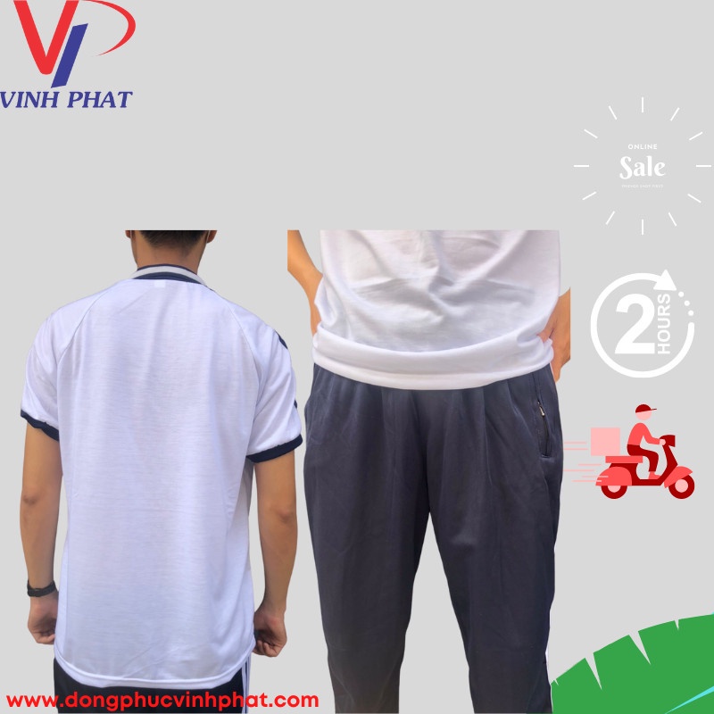 Quần Thể Dục Học Sinh Xanh Đen 3 Sọc Nam Nữ, 2 Túi Zip Cấp 1 2 3 - Đồng Phục VĨNH PHÁT