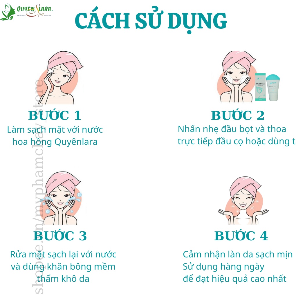 Sữa Rửa Mặt Wash Face QUYÊN LARA Dịu Nhẹ Giúp Loại Bỏ Bã Nhờn,Bụi Bẩn,Tẩy Da Chết Giúp Da Tươi Sáng Hơn 100ml