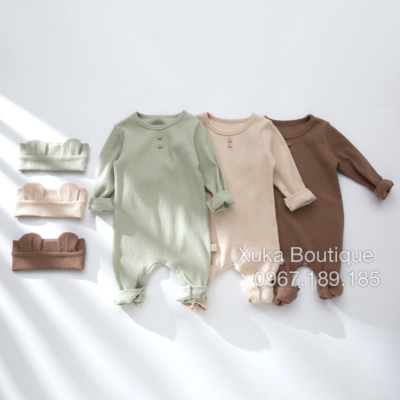 Bodysuit Dài Tay Kèm Tuban Cao Cấp Cho Bé 0-2 Tuổi Style Hàn Quốc Cotton Dài Tay Thu Đông Cực Đẹp