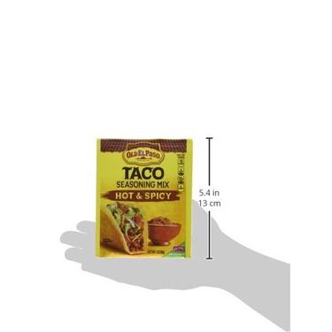 BỘT GIA VỊ TACO CAY Old El Paso Hot &amp; Spicy Taco Seasoning Mix, PHONG CÁCH MEXICO, 38g (1oz)