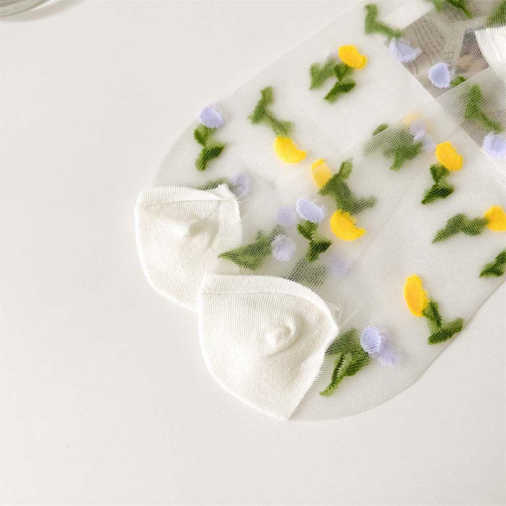 SOMEDAYZL Vớ Siêu Mỏng Thêu Hoa Thời Trang Mùa Hè Hàn Quốc Cho Nữ