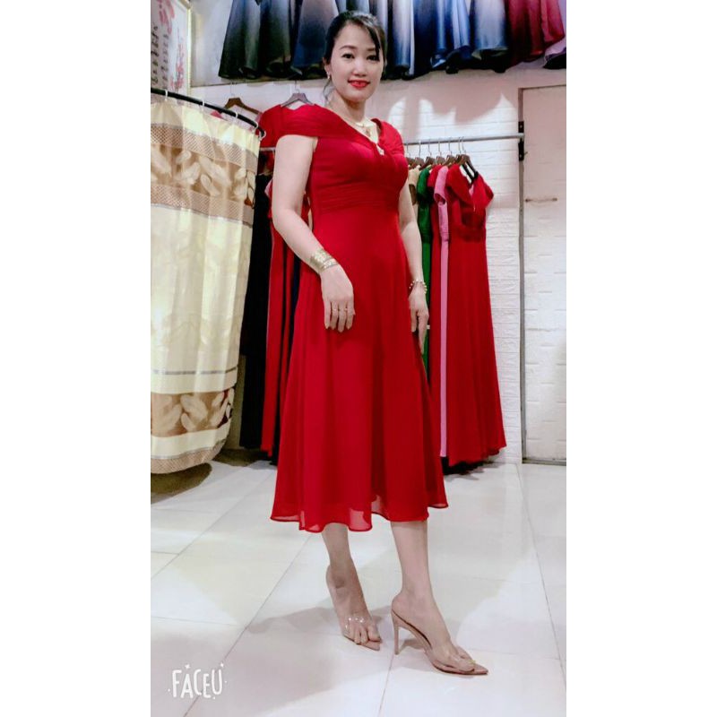 Đầm dạ hội dự tiệc dáng xòe cổ nữ hoàng trẻ trung sang trọng