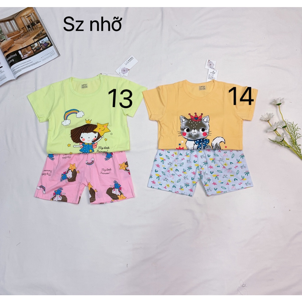 (16-23KG)Bộ cộc tay xuất Hàn cotton lạnh Quảng Châu cho bé GÁI sz nhỡ (70-75-80)- Bảng màu 2022