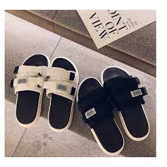 Dép lê nữ nam unnisex quai vải kéo dán thêu chữ fahsion đế siêu êm