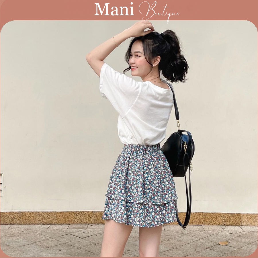 Chân váy hoa nhí vintage 2 tầng ngắn có lót trong dáng xòe phong cách Hàn Quốc nhiều màu vải voan mỏng cực xinh