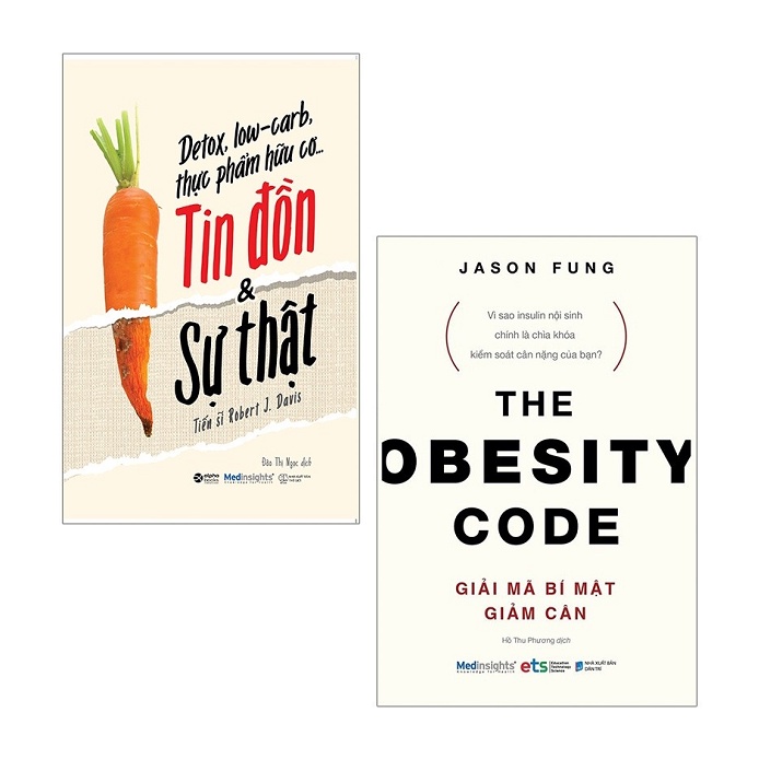 Sách Alphabooks - Combo Detox, Low-Carb, Thực Phẩm Hữu Cơ…Tin Đồn &amp; Sự Thật + Giải Mã Bí Mật Giảm Cân - The Obesity Code