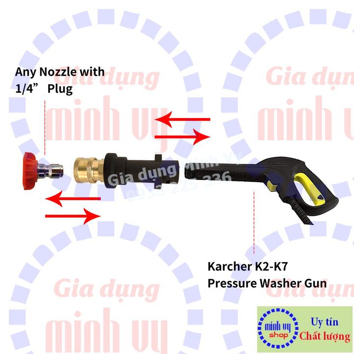 Bộ đầu chuyển thay béc súng xịt rửa máy rửa xe Karcher K2 - K7