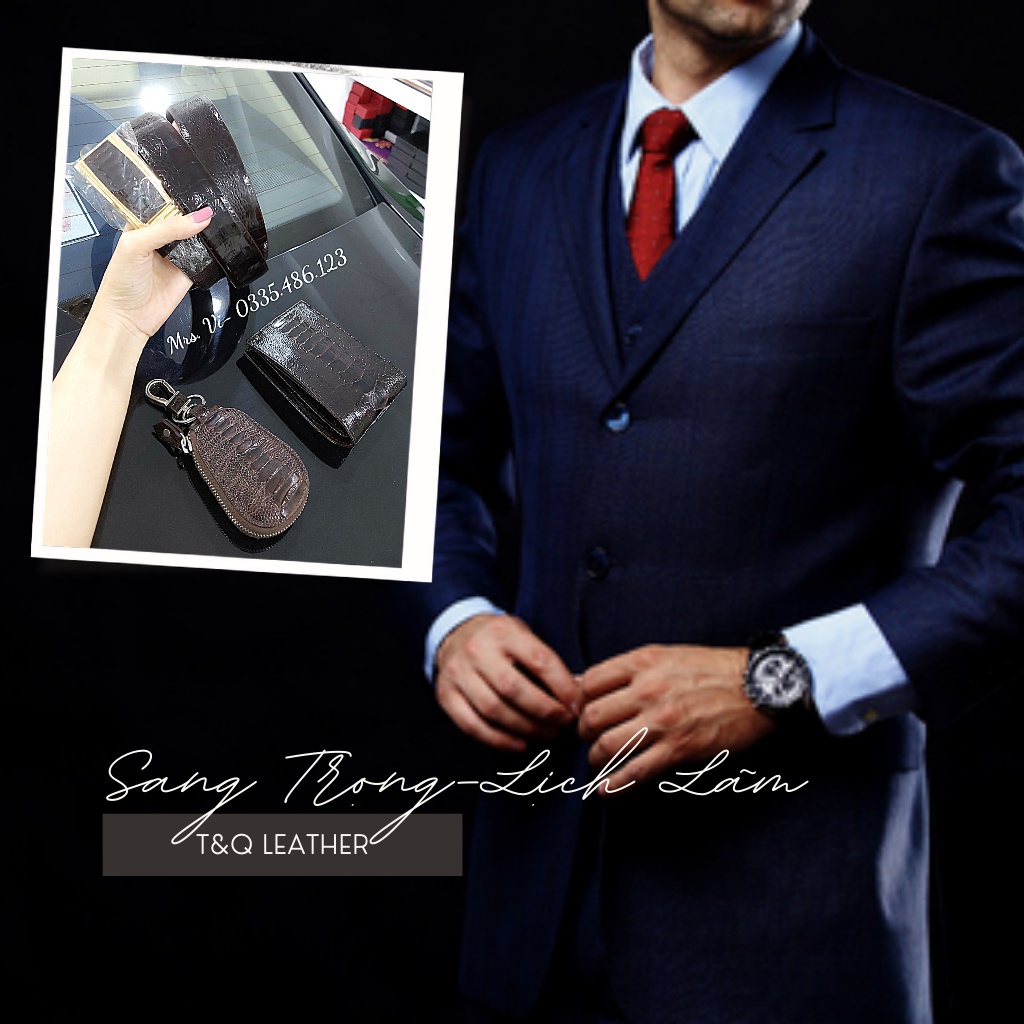 Bóp/ Ví Nam Ngang, Da Đà Điểu 2 Mặt, Da Thật, Thời Trang, Đẳng Cấp Dành Cho Phái Mạnh - T&amp;Q Leather