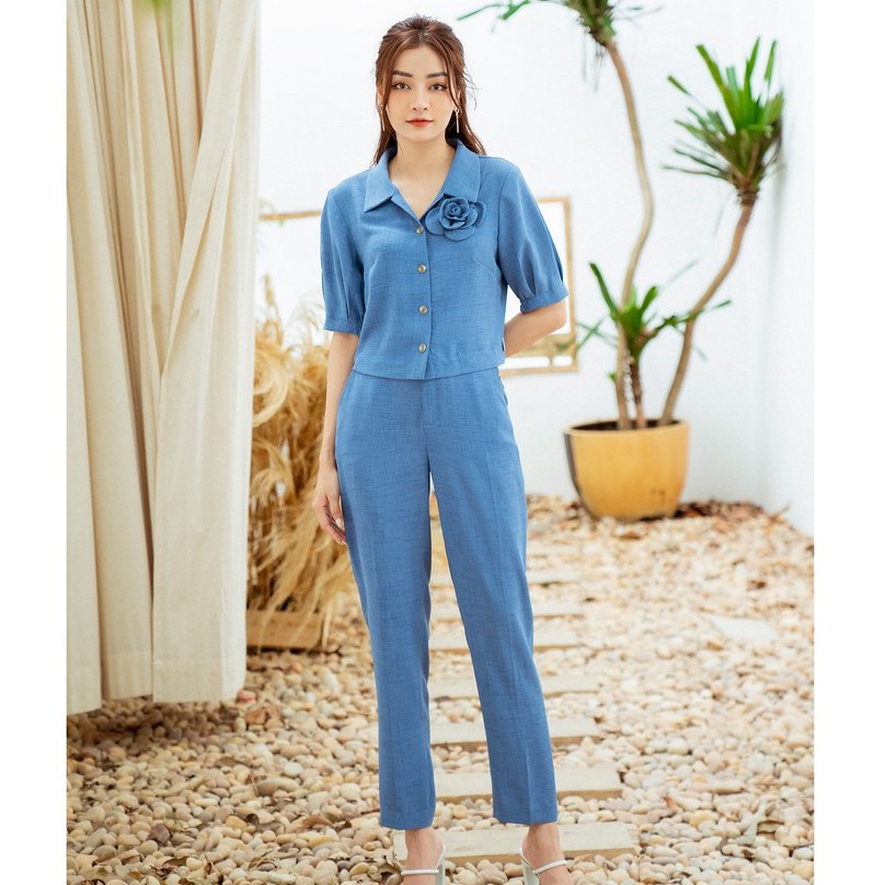 Áo Sơ mi cổ bẻ ve, cài cúc, đính hoa Emspo SMM2631