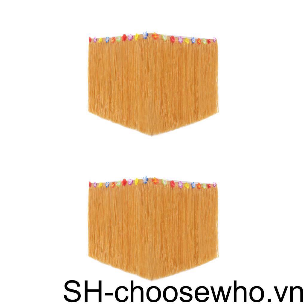 2pcs Flower Fringe Table Skirt Hawaii Table Curtain Luau Party Birthday Summer Anniversary Christmas Table Decoration