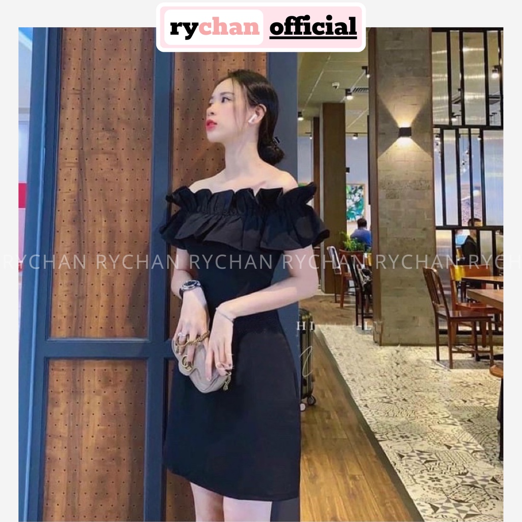 Đầm Dự Tiệc Cực Cháy Form Ngắn Trễ Vai Nhún Bèo Ôm Eo Cuốn Hút - DX9738