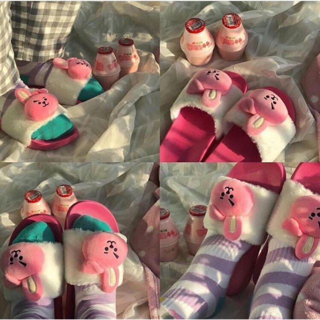 Dép đầu bông BT21, BT21 doll slipper , ver 3 hàng off