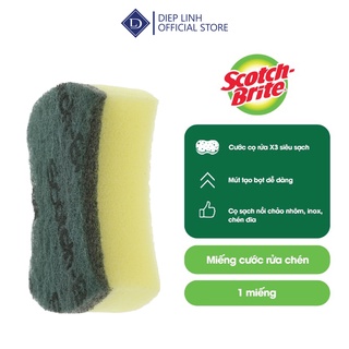 Cước cọ rửa siêu sạch có mút chữ nhật scotch-brite 3m – 3x sạch hơn, bền hơn