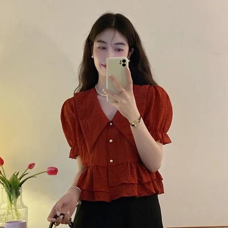 Áo Kiểu Tay Phồng Ngắn Thời Trang Mùa Hè Mới Dành Cho Nữ