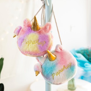 Girls Messenger Bag Fashion Small Bag Trendy Cute Unicorn Plush Bag Little Girl Soft Cute Princess Shoulder Bag Korean Version