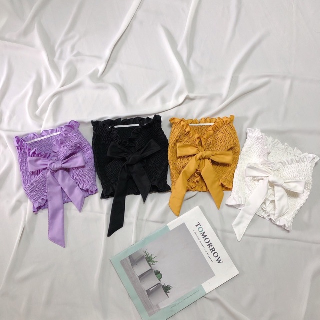 Áo ống nhún mặc được 3 kiểu , áo ống trơn, áo ống cột nơ đeo cổ, áo cột nơ ngay ngực | BigBuy360 - bigbuy360.vn