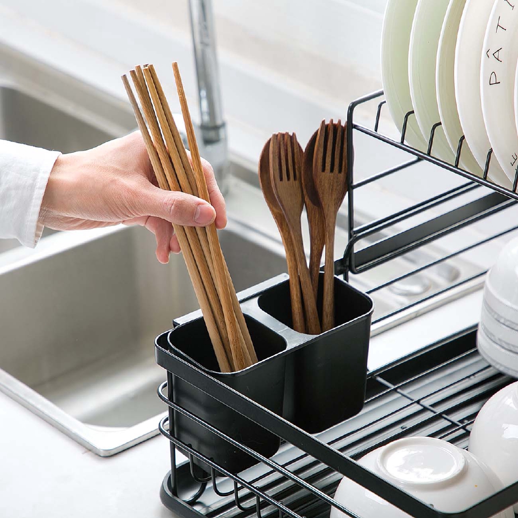 Giá Úp Chén Dĩa JUJIAJIA Bằng Sắt Có Hai Tầng Tiện Lợi Cho Nhà Bếp