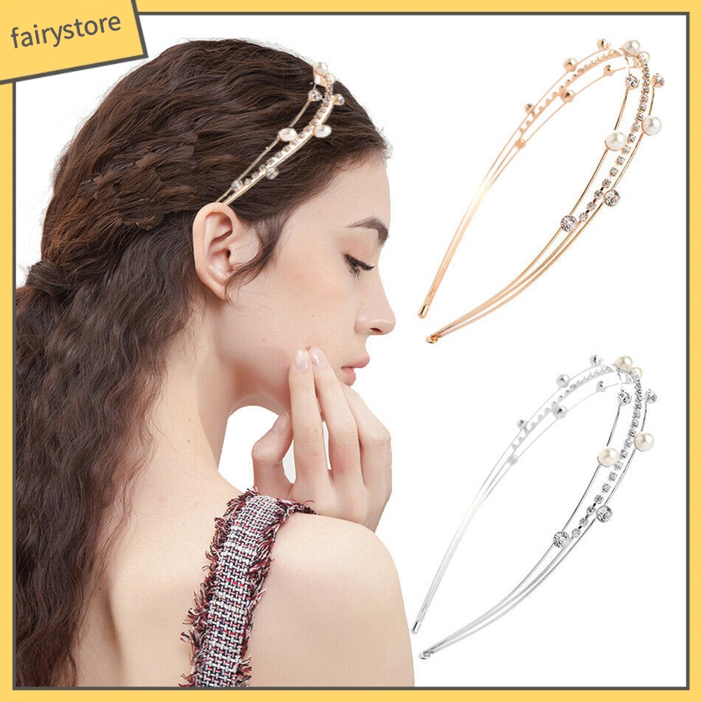 Băng Đô Cài Tóc Đính Hạt Giả Ngọc Trai