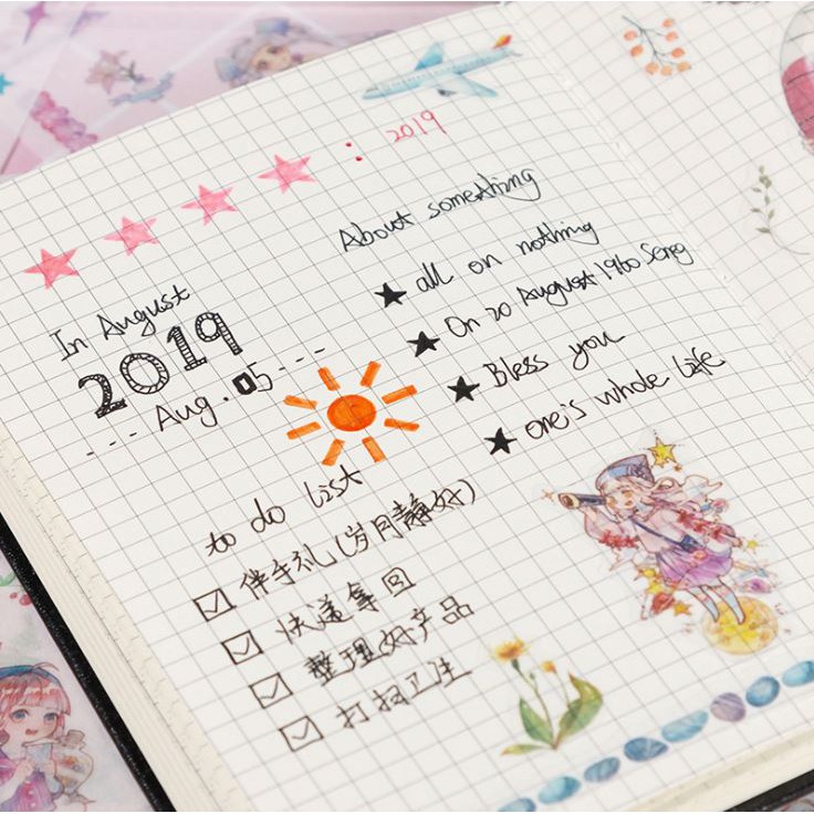 Bộ 6 Tấm Sticker Dán Trang Trí Giấy Cô Gái Tháng 12