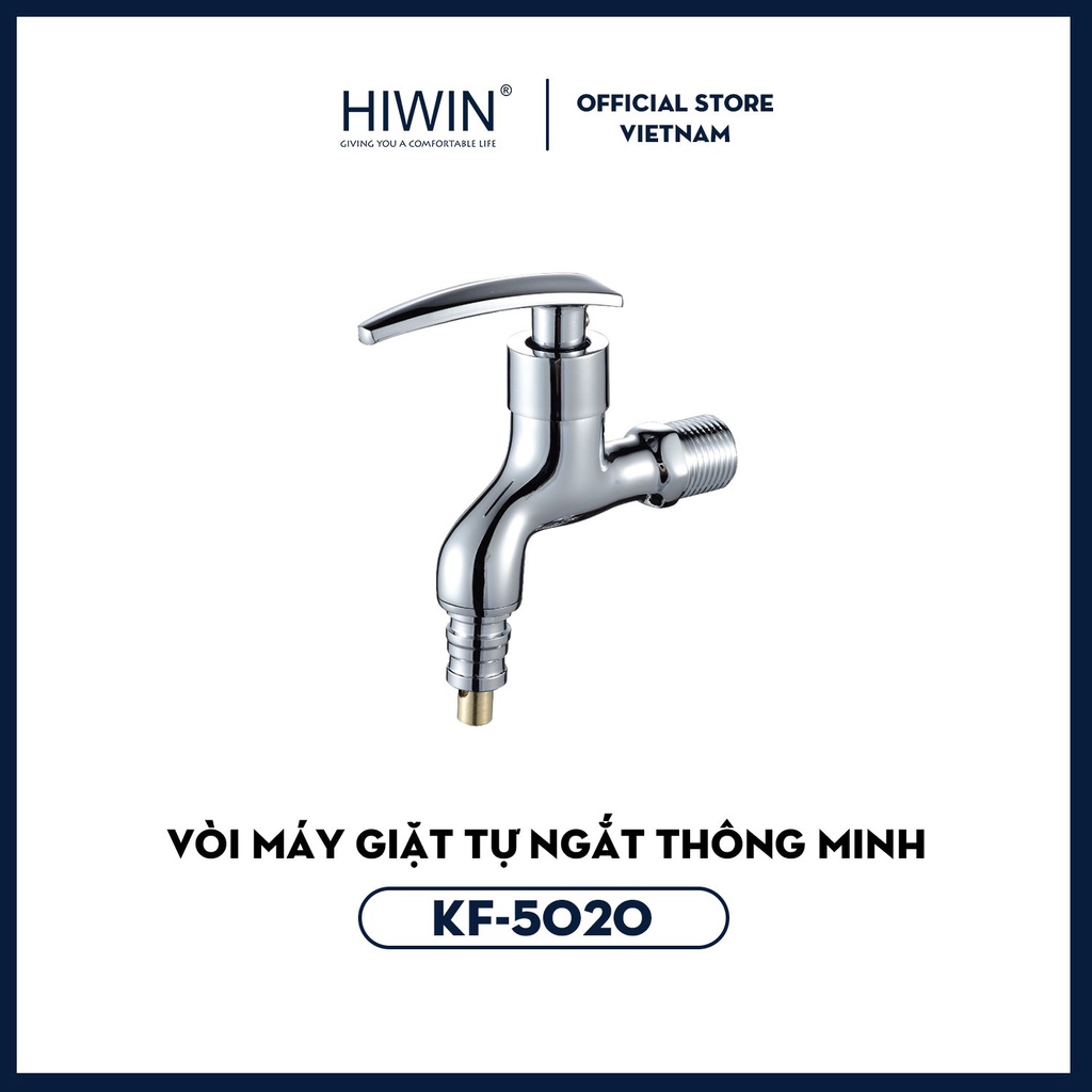 Vòi máy giặt tự ngắt thông minh đồng mạ crom cao cấp Hiwin KF-5020