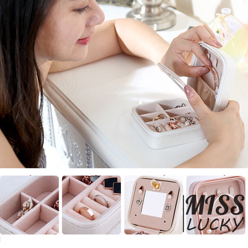 Hộp đựng đồ trang sức 10*10*5cm bằng PU nhỏ gọn tiện dụng
