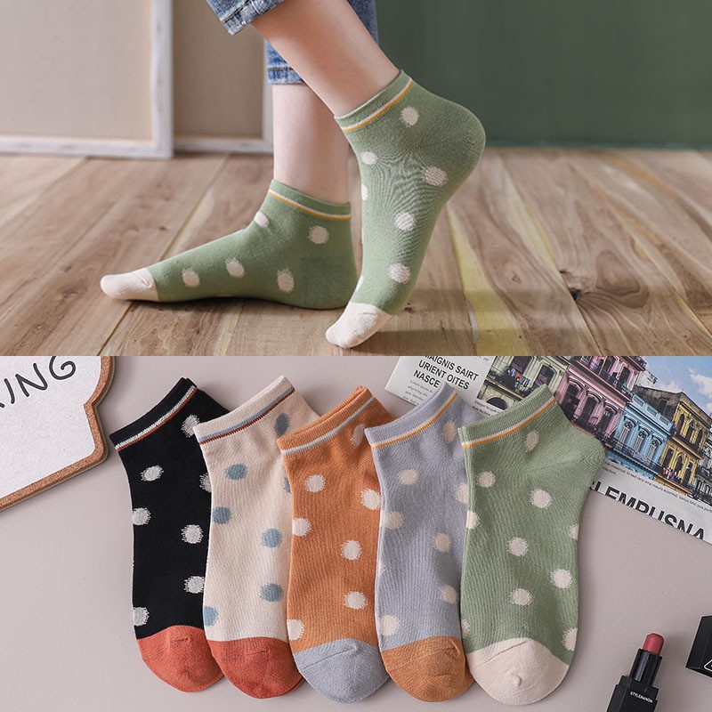 [SET 5 ĐÔI] Vớ Nữ Cổ Ngắn Cao Cấp Họa Tiết Cute, Tất Nữ Cotton mềm mịn, thoáng mát khử mùi