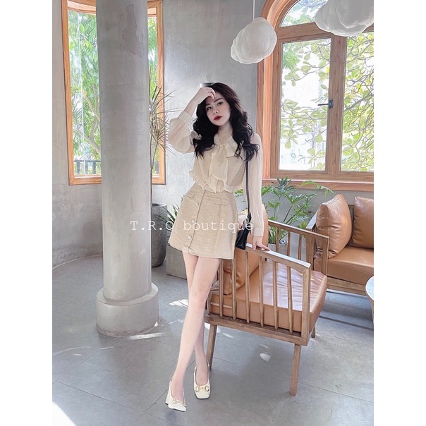 Bộ váy dạ phối voan