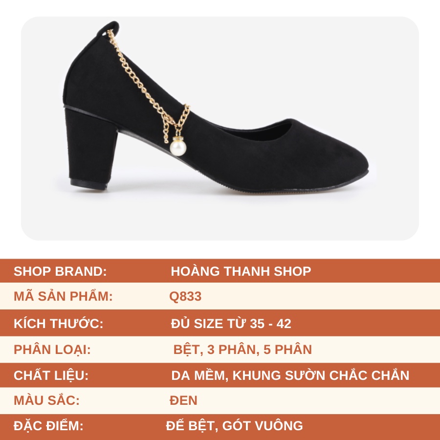 Giày Búp Bê Nữ Cao Gót Hạt Châu Chất Da Lộn Mang Cực Êm Chân. Giày Hoàng Thanh Q833