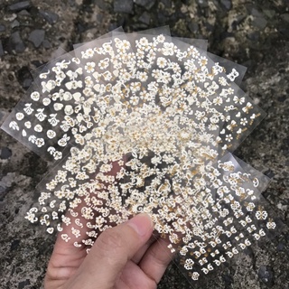 Sticker dán móng nail hoa trắng kem 3d