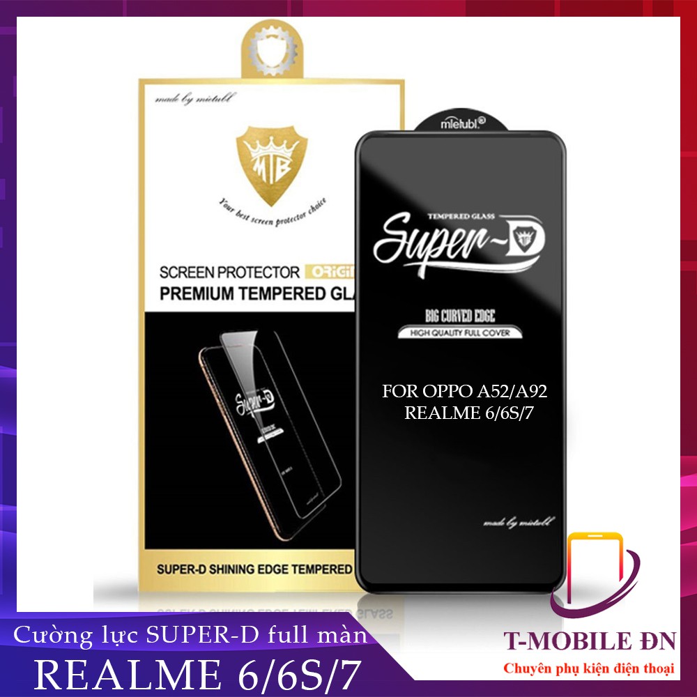 Miếng dán Kính cường lực Realme 7 7 Pro X7 Pro Super-D MIETUBL Full viền Đen Fullbox