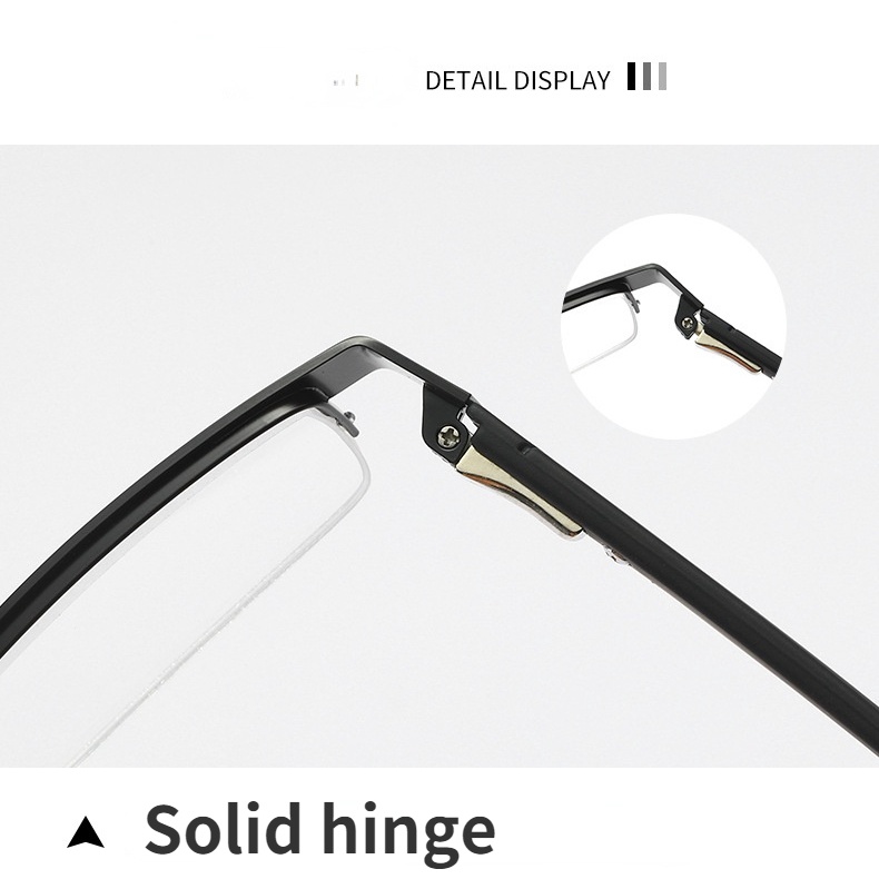 Kính đọc sách viễn thị chống ánh sáng xanh nửa gọng bằng kim loại cao cấp cho nam
