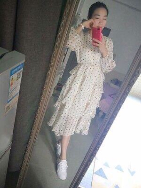 Váy tầng xinh- kèm ảnh khách chụp  mã 041