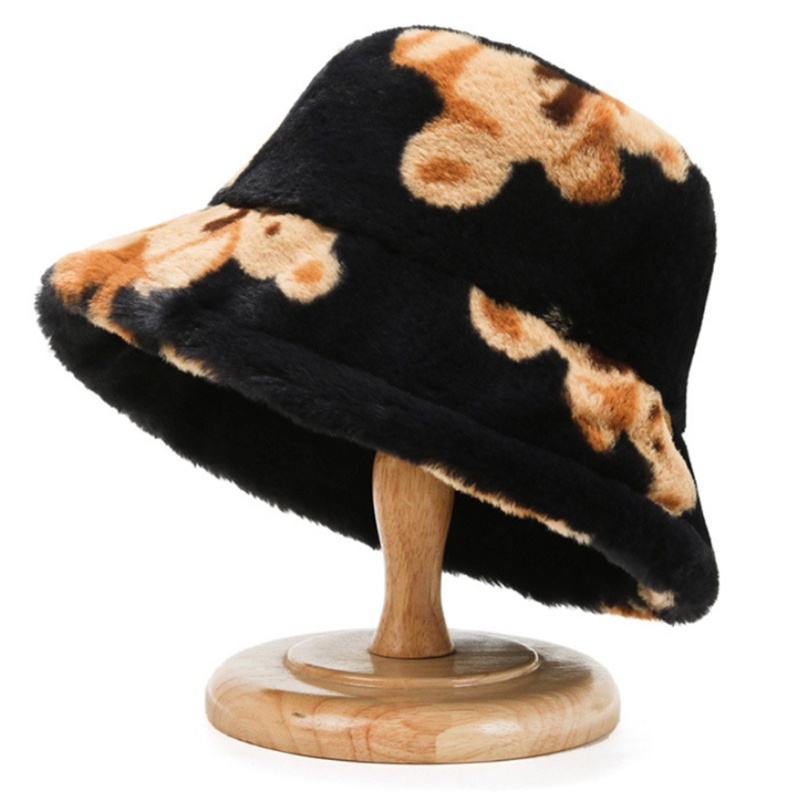 Mũ Tai Bèo Phủ Lông Họa Tiết Chú Gấu Dễ Thương Thời Trang Thu Đông