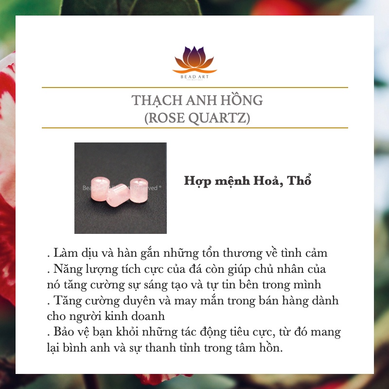 8MM Đá T.A Hồng Madagascar, Hoả, Thổ, Phối Vòng Tay Phong Thuỷ, Trang Sức, Chuỗi Hạt S50 - Bead Art