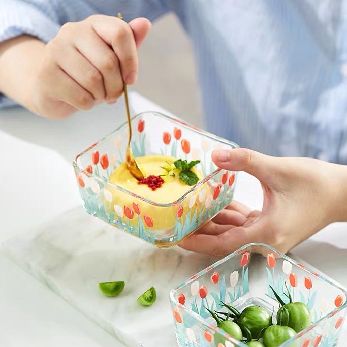 （24h delivery）W&amp;G  Simple multi-function Lovely simple transparent tulip sugar water bowl dessert bowl salad bowl breakfast bowl fruit bowl ashtray