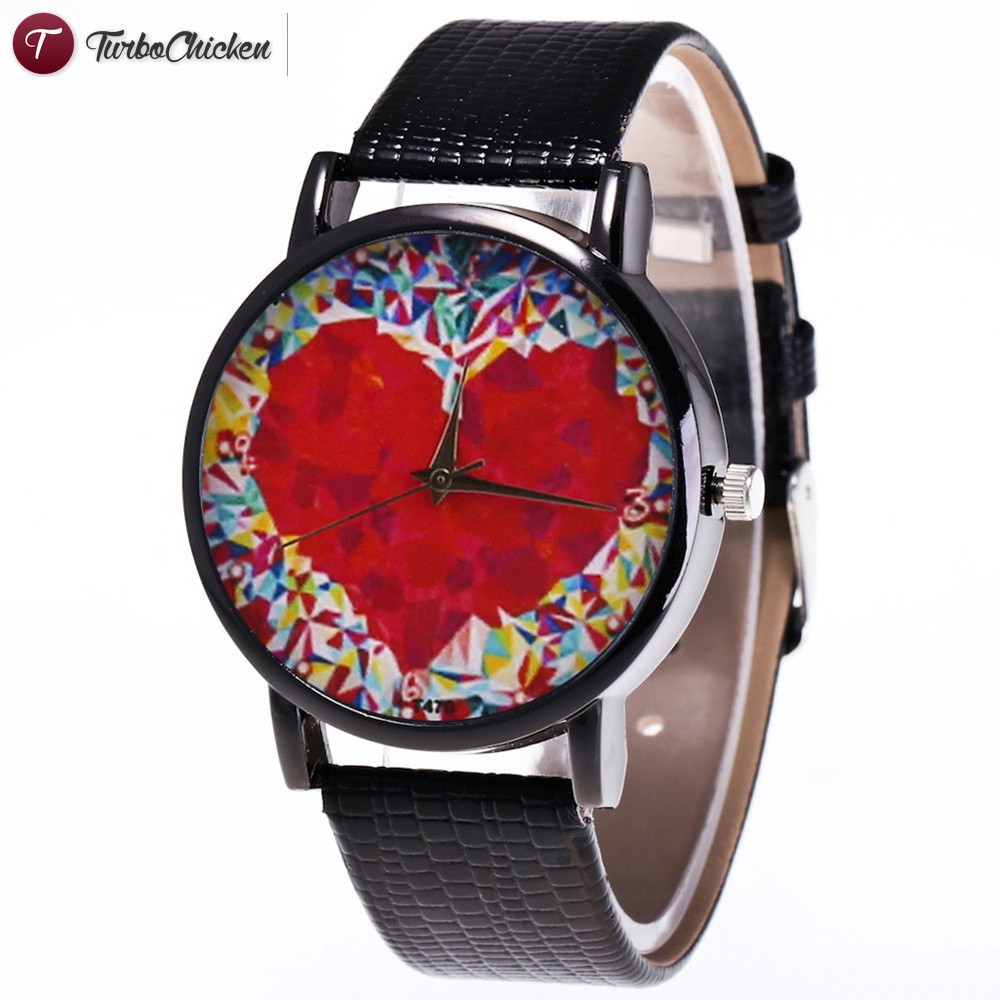 #Đồng hồ đeo tay# Colorful Printed Couple Quartz Watch Round Dial Watches Unisex Watches Gifts for Men Women 