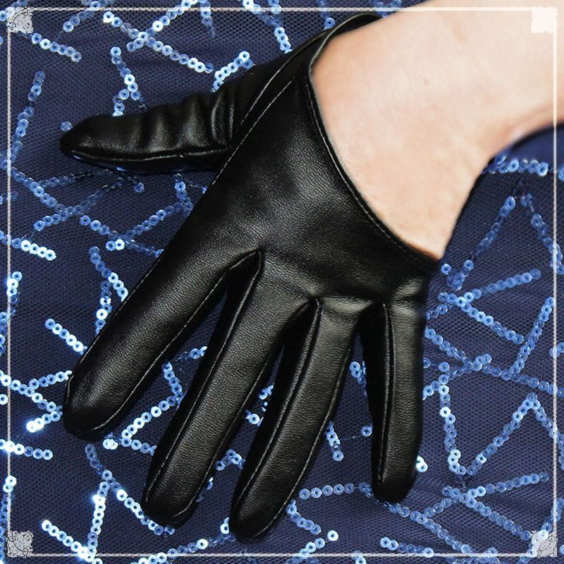 Găng Tay Da pu Nửa Bàn Tay Phân Nửa Màu Đen Phong Cách lolita