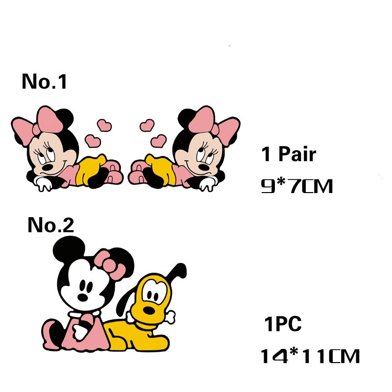 Miếng Dán Trang Trí Gương Chiếu Hậu Xe Hơi Hình Chuột Mickey Minnie Dễ Thương