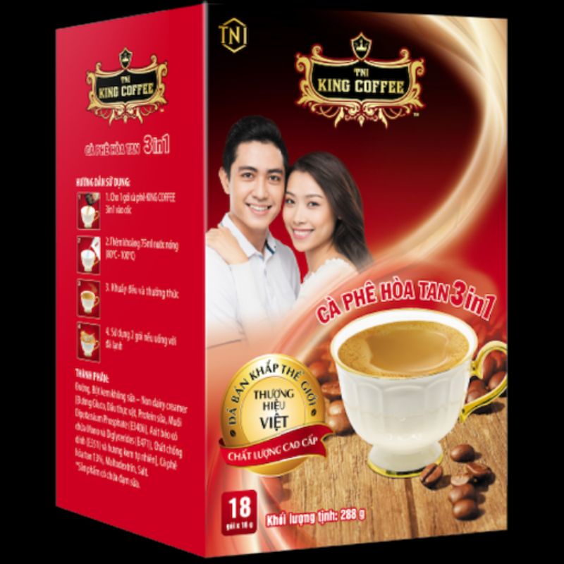 [Freeship70k] Cà phê hoà tan 3 in 1 King coffee 288g (18 gói)