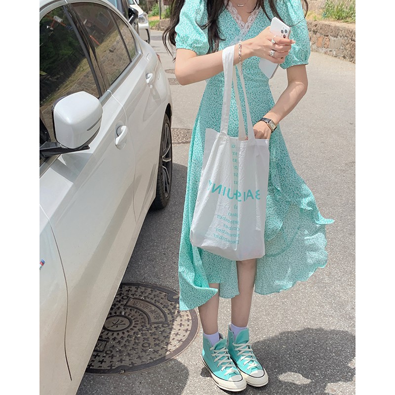 ĐẦM HOA NHÍ NỮ VẠT CHÉO NỮ TÍNH ULZZANG